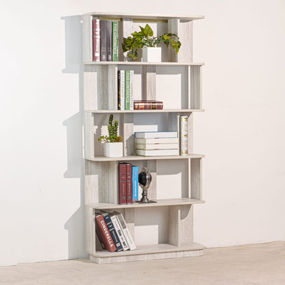 Light Gray 64.56" Modern 5-Tier Bookcase MDF Display Shelving