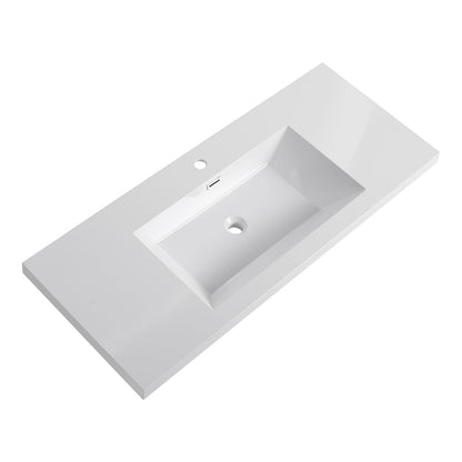 48" Gloss White Resin Bathroom Sink - Durable & Modern