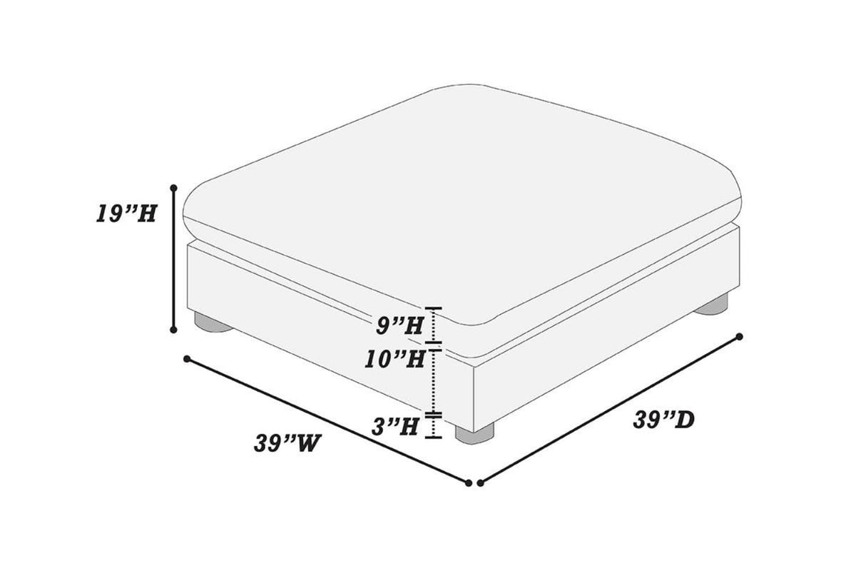 Contemporary Light Gray Corduroy Ottoman - 39" Square