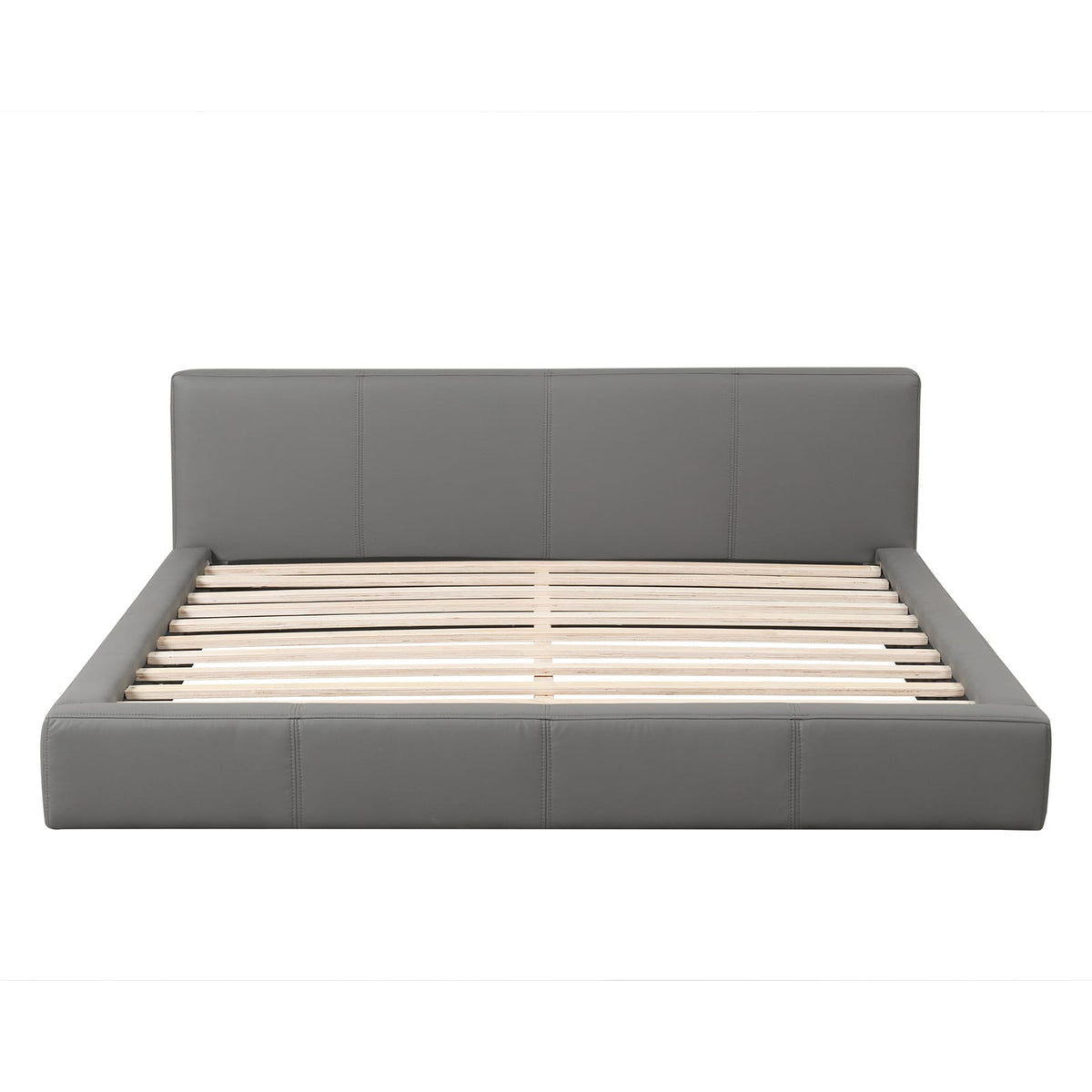 Stylish Gray Upholstered King Bed - Box Spring Not Required