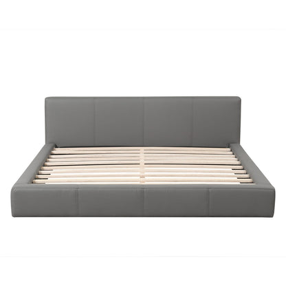Stylish Gray Upholstered King Bed - Box Spring Not Required