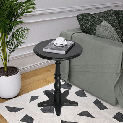 15.75 Inch Round Black MDF Side Table - Living Room Accent