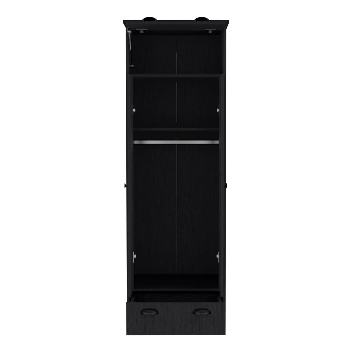 Black Dresser Closet with Upper Storage - 60" Wide