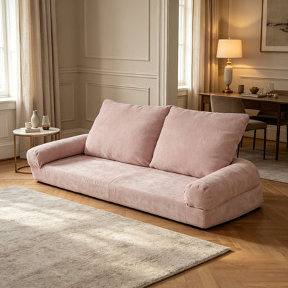 Pink Metal Frame Convertible Sofa Bed - 18 Sections for Living Room
