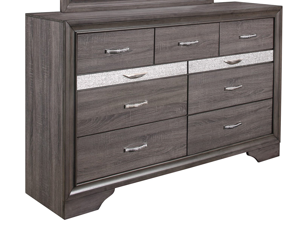 RYDER Sparkle Grey Dresser - 9 Drawer Storage