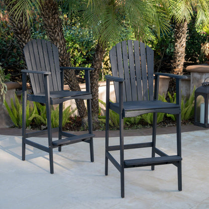 Dark Gray Acacia Wood Adirondack Barstools for Your Garden or Porch
