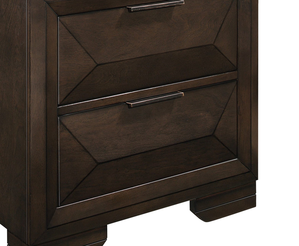 Contemporary Espresso 2-Drawer Nightstand - Bedroom Storage