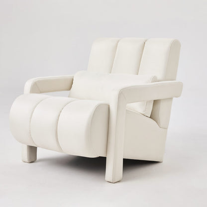 Beige Linen Upholstered Accent Chair - Modern Style for Living Room