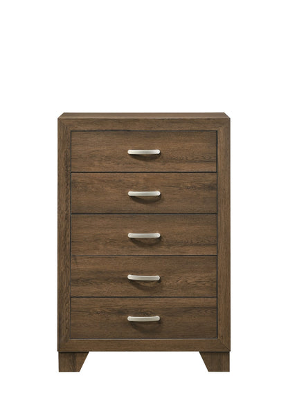 Oak Synthetic Wood Chest with Five Storage Drawers for Bedroom