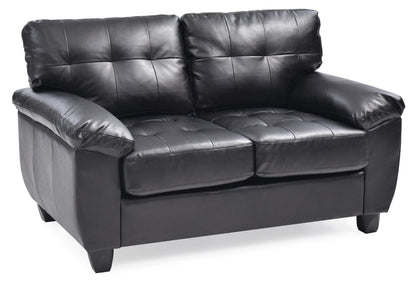 Sleek Black Loveseat - Contemporary Style, Foam Filled