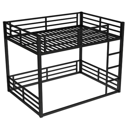 Queen Size Metal Bunk Bed - Black Frame for Bedroom