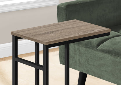 Brown C-Shaped End Table for Living Room or Guest Storage