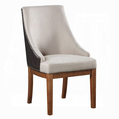 Traditional Brown Wood Dining Chairs Set of 2 Sloped Arms