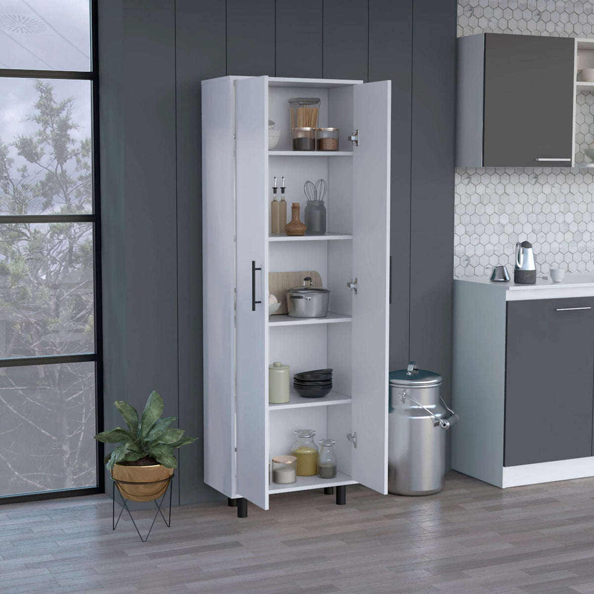 Multistorage Cabinet 71"H - White | 5 Shelves, 2 Doors