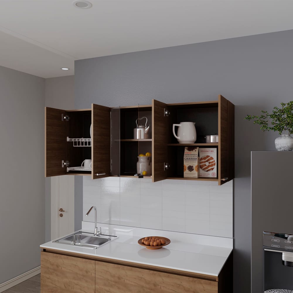 Beige Kitchen Wall Cabinet - 12.4 x 59.1 x 23.6" for Living Room
