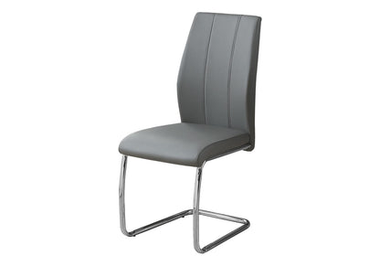 Dining Chairs Set of 2 Grey Faux Leather Upholstered Kitchen Dining Room Chairs