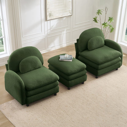 Green Teddy Loveseat Sofa - 2 Seat Modular Couch for Living Room