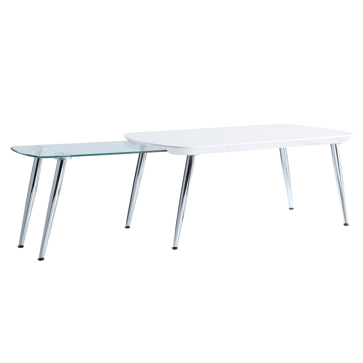White Synthetic Wood Coffee Table with Pull-Out Top