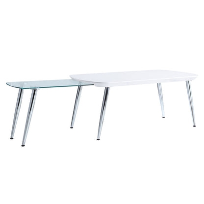 White Synthetic Wood Coffee Table with Pull-Out Top