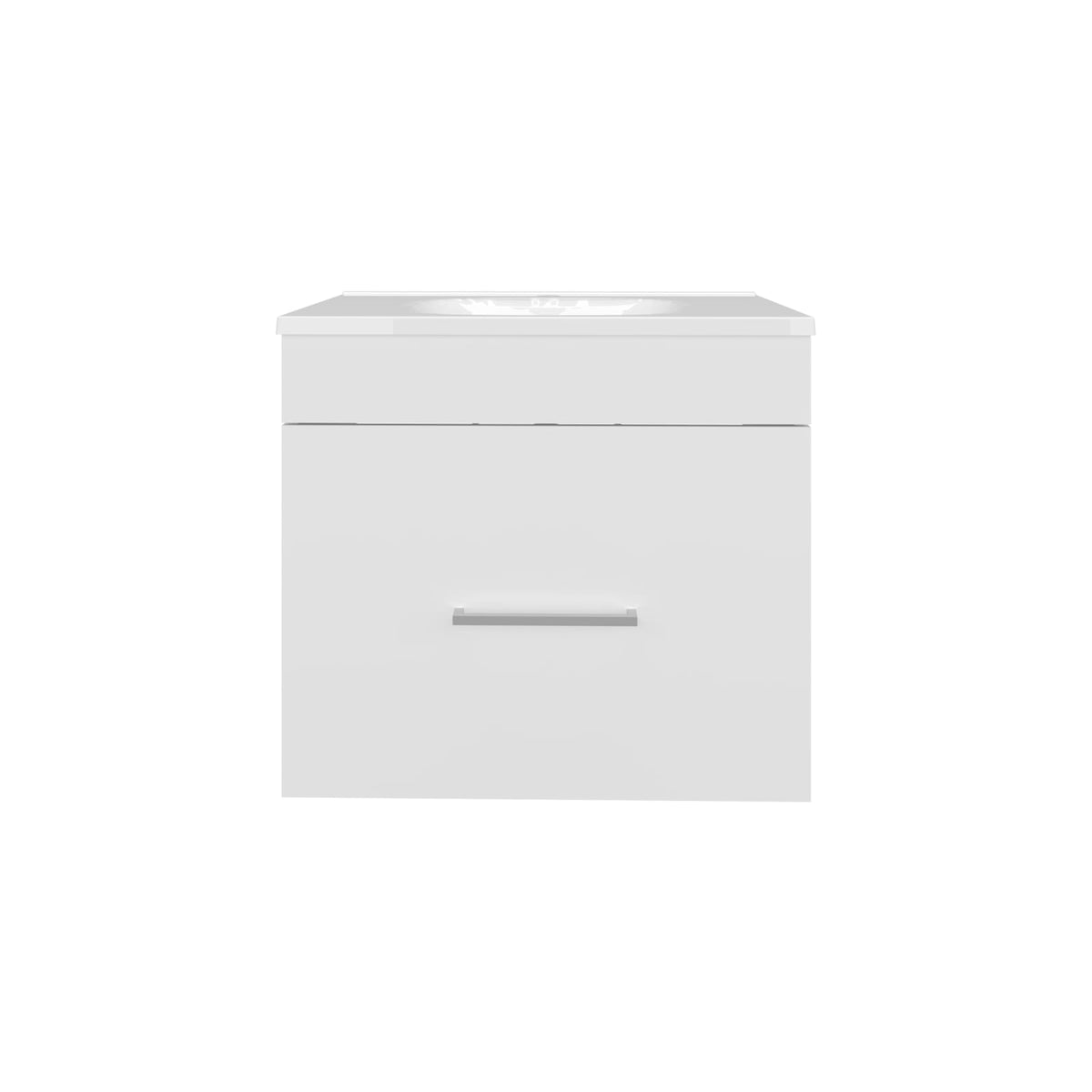White Bathroom Vanity with Two Drawers & Open Shelf - MDF Storage