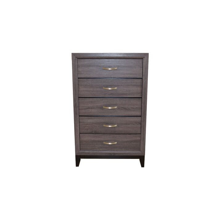 Gray 5-Drawer Chest - Modern Bedroom Dresser