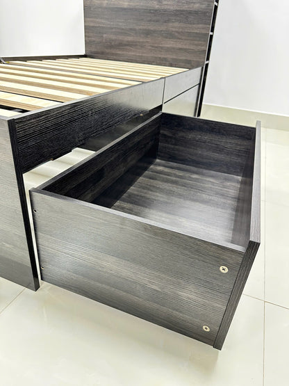 Robin Twin Storage Bed - Dark Gray, 4 Drawers for Bedroom