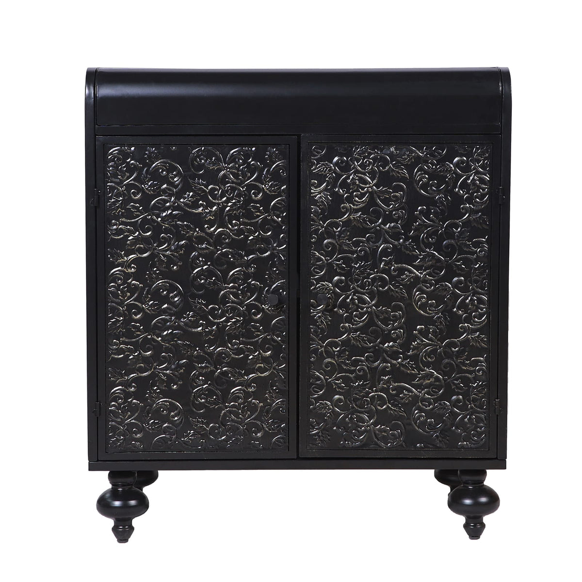 Antique Black Steel Sideboard Buffet Cabinet with Shelves