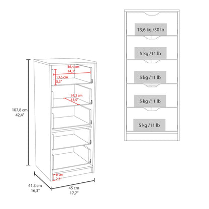 5-Drawer Tall Dresser Multicolor Particle Board Storage for Bedroom