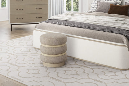 Beige Upholstered Accent Chair with Driftwood Base for Guest Rooms for Living Room