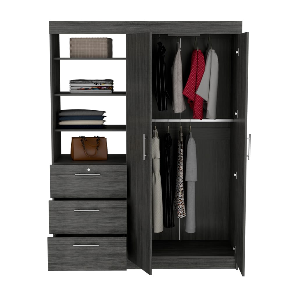 Gray Armoire Rumanu - 2-Door Storage Wardrobe