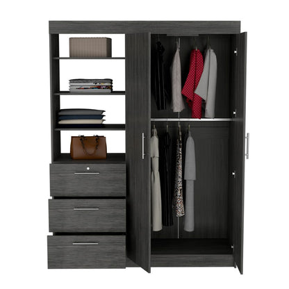 Gray Armoire Rumanu - 2-Door Storage Wardrobe