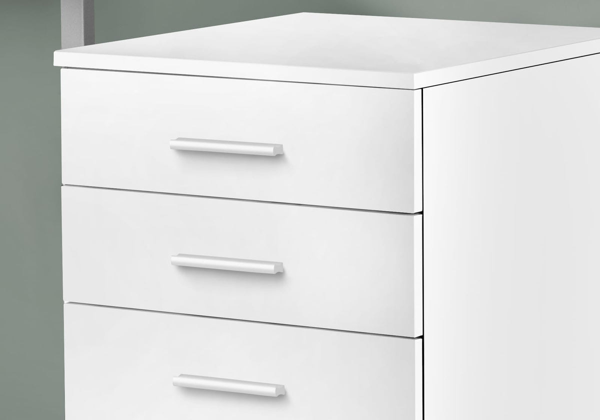 White Rolling File Cabinet - 3 Drawers, Printer Stand Storage