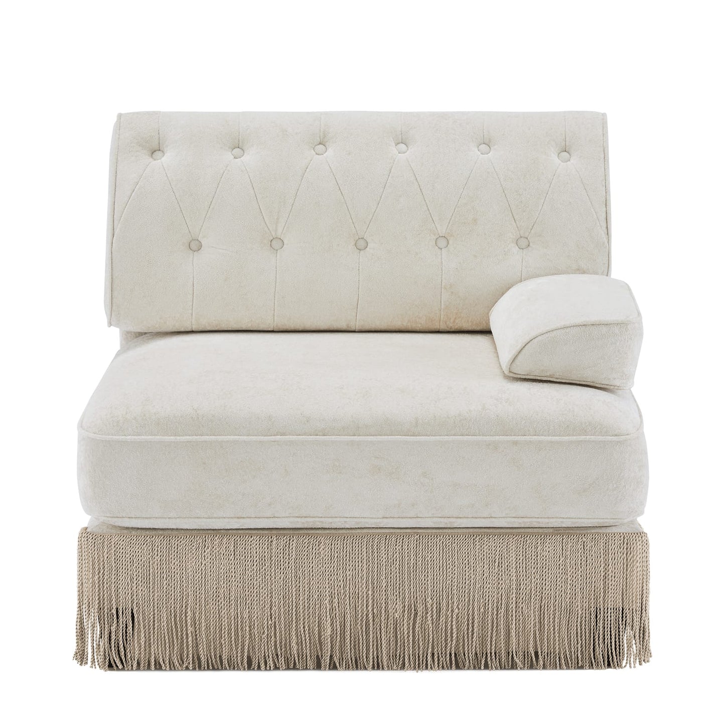 Beige Velvet Modular Sofa - 1 Seat for Living Room Apartments