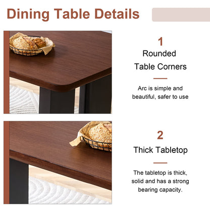 Walnut Black Dining Table - Compact Kitchen Table 63" x 35.5" for Dining Room