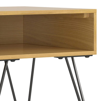 22" Oak Wood End Table with Storage Shelves for Living Room