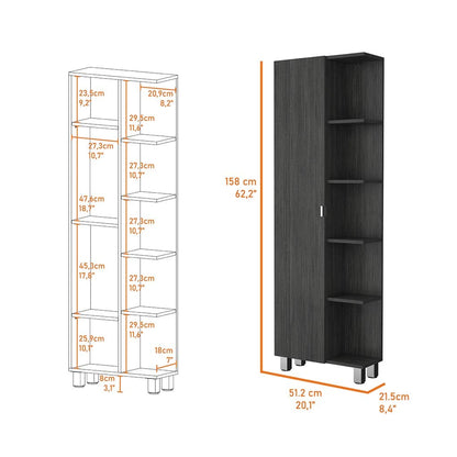 Los Angeles Linen Cabinet - 5 Shelves, Smoke Gray