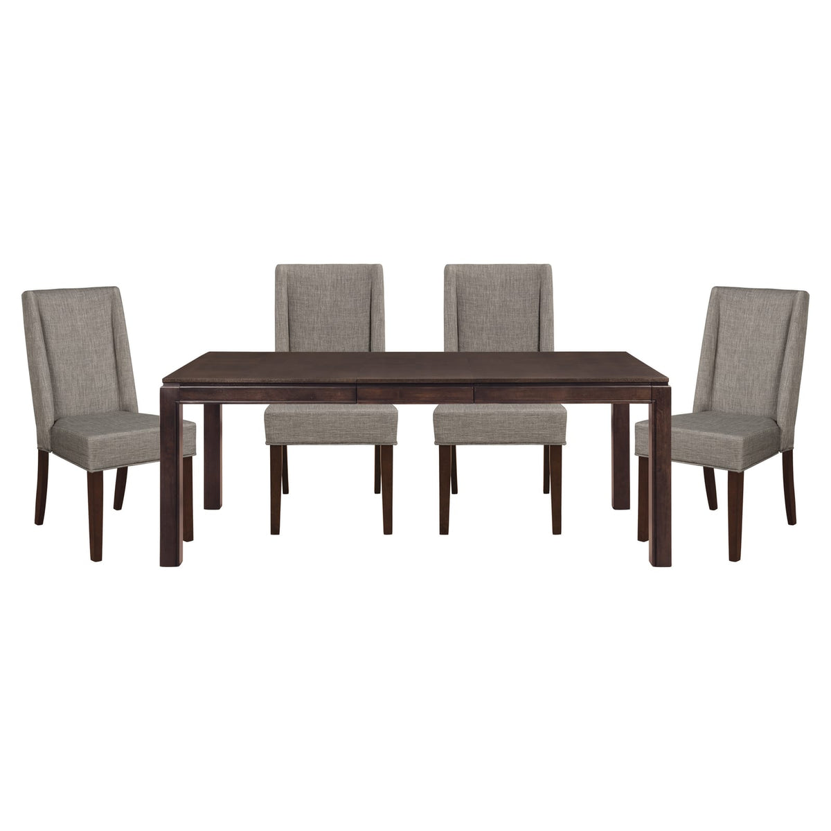 Dark Brown 5 Piece Dining Set with Extension Table