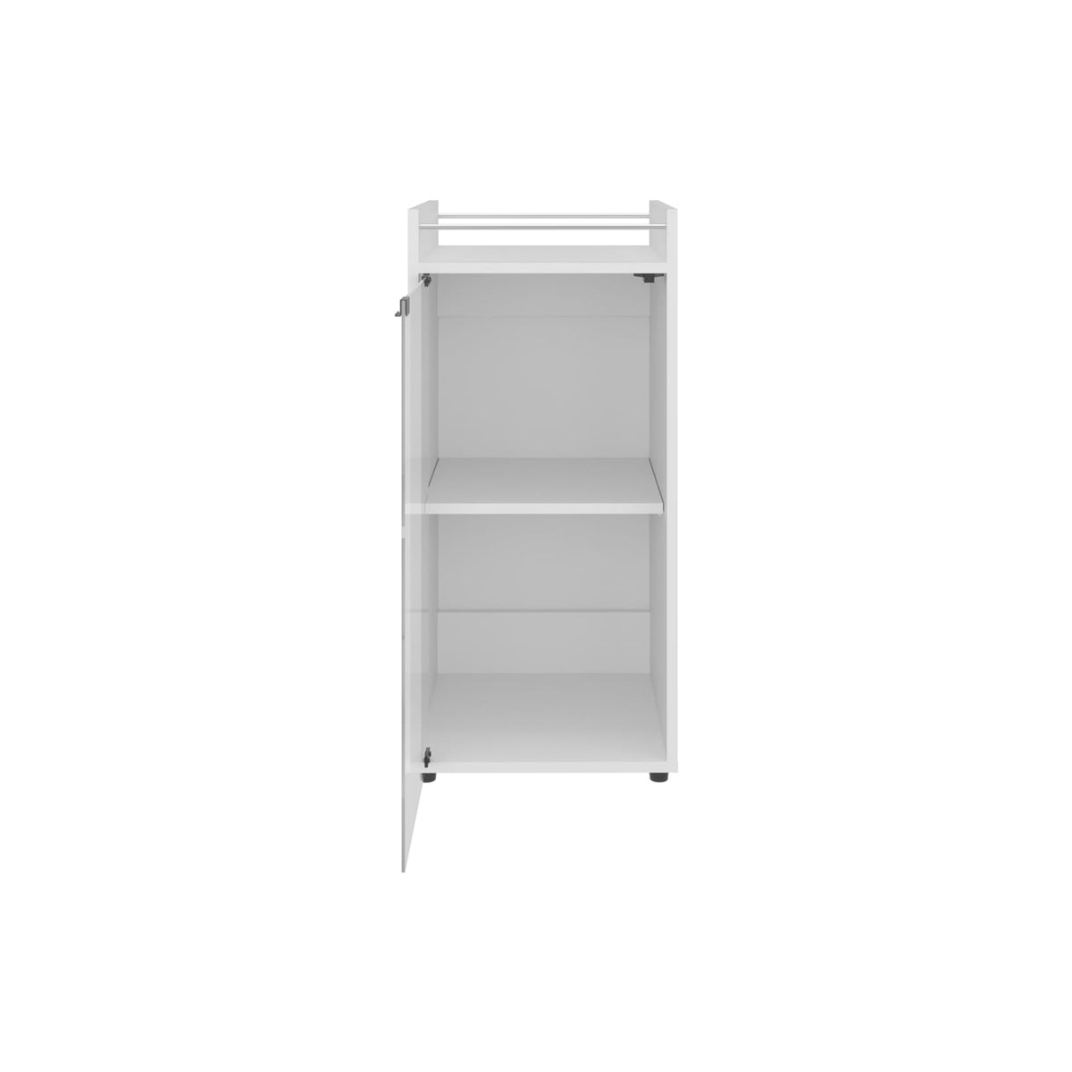 White Bar Cabinet with 1 Glass Door & 3 Shelves for Living Room
