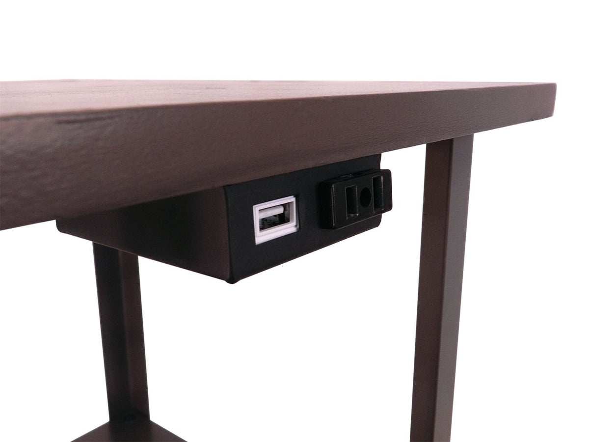 58 Inch Brown Mix Metal Sofa Side Table Lamp