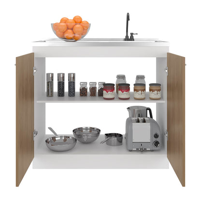 Modern Kitchen Sink Cabinet with Engineered Wood Storage and Faucet