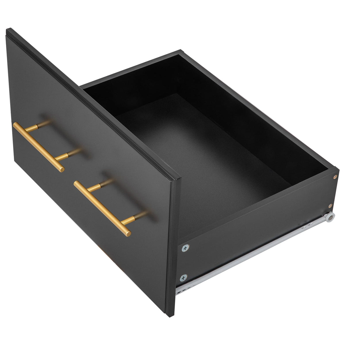 Black MDF Kitchen Island with Drop Leaf Storage and Charging Station