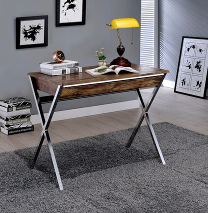 Callers Weathered Oak & Chrome Writing Desk - Home Office Storage