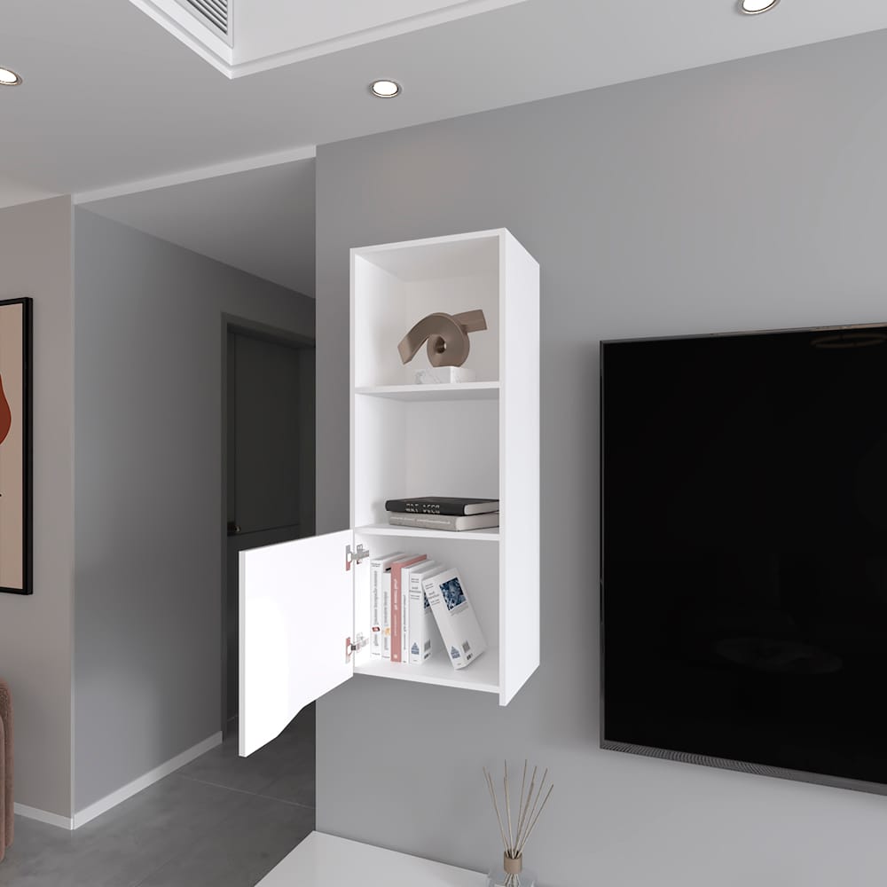 White Engineered Wood Wall Cabinet - 13.4" x 16.1" for Living Room