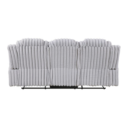 Light Gray Double Reclining Sofa - Corduroy Comfort & Storage