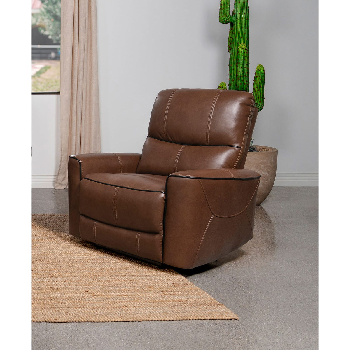 Brown Polyester Recliner Chair - 36.5" Manual Recline for Living Room