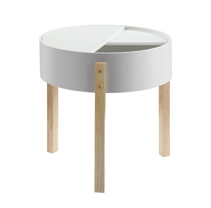 White Round End Table with Storage - 20 Inch Diameter