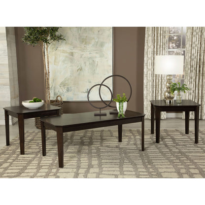 Amaro Dark Brown 3-Piece Coffee & End Table Set - Solid Wood