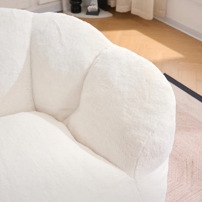 Beige Faux Fur Floor Lazy Sofa for Living Room Comfort