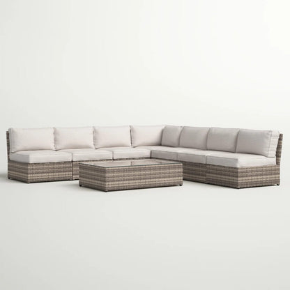 6-Piece Wicker Patio Seating Group - Grey Mix, Weather Resistant