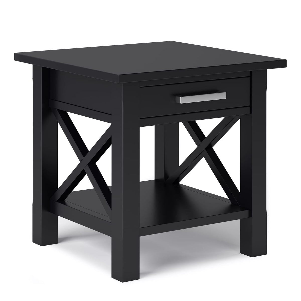Black Wood End Table with Drawer for Bedroom Storage for Living Room